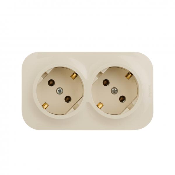 Legrand Quteo Слоновая кость Розеточный блок с предварительным подключением 2 x 2К+З без шторок - 16 A - 250 В~ - IP 20