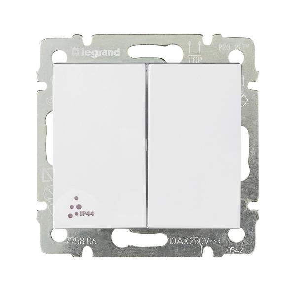Legrand Valena  Белый IP44 Переключатель механизм 2-клавишный 10А 250В /770098
