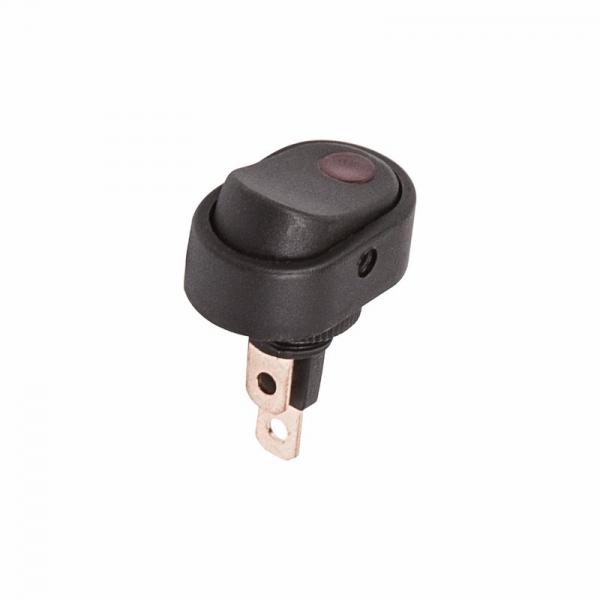 Выключатель клавишный 12V 30А (3с) ON-OFF черный ОВАЛ с красной подсветкой  (RWB-523, ASW-20D-2)  REXANT 36-2715