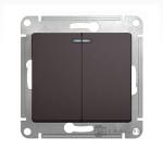 Schneider Electric Glossa Графит Выключатель 2-клавишный с подсветкой схема 5а,10AX, механизм IP20 скрытая установка GSL001353