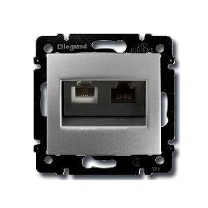 Legrand Valena  Алюминий  Розетка механизм RJ11+RJ45 UTP категория 6e /770280