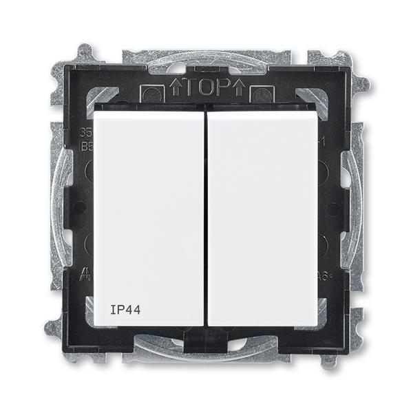 ABB  Levit   Белый/Дымчатый чёрный Выключатель 2-клавишный IP44, 2CHH595940A4062