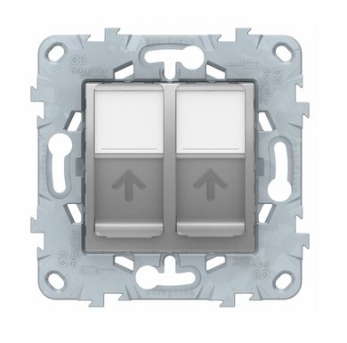 Schneider Electric Unica NEW Алюминий Розетка компьютерная, RJ45, 2-местная категория 6 UTP, NU542430