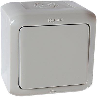 Legrand  Quteo  Серый Выключатель 1-клавишный открытая установка IP44 782330