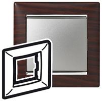 Legrand Valena  Темное Дерево/Серебро Рамка 1-местная горизонтальная /770371