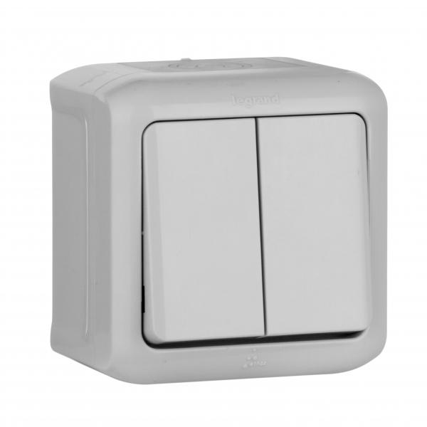 Legrand  Quteo  Серый Переключатель 10A 2-клавишный IP44 782331