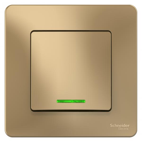 Schneider Electric  BLANCA  Титан  Выключатель 1-клавишный (cх.1) с подсветкой, 10А, 250B, скрытая установка BLNVS010114