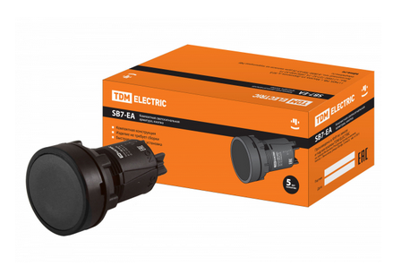 Кнопка переключатель SB7-EA25 d22мм 1з+1р черная TDM