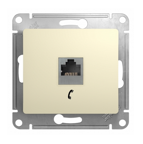 Schneider Electric Glossa  Бежевый Розетка телефонная RJ11, механизм IP20 скрытая установка GSL000281T