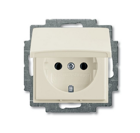 ABB Basic 55 Сhalet-white Розетка SCHUKO 16А 250В, с крышкой